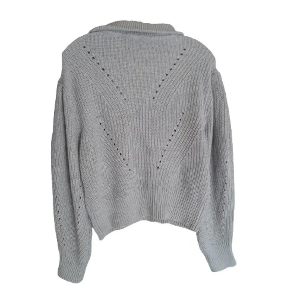 ECO by Design Women's Gray Soft Cable Knit Crop Sweater Size M - Picture 2 of 10